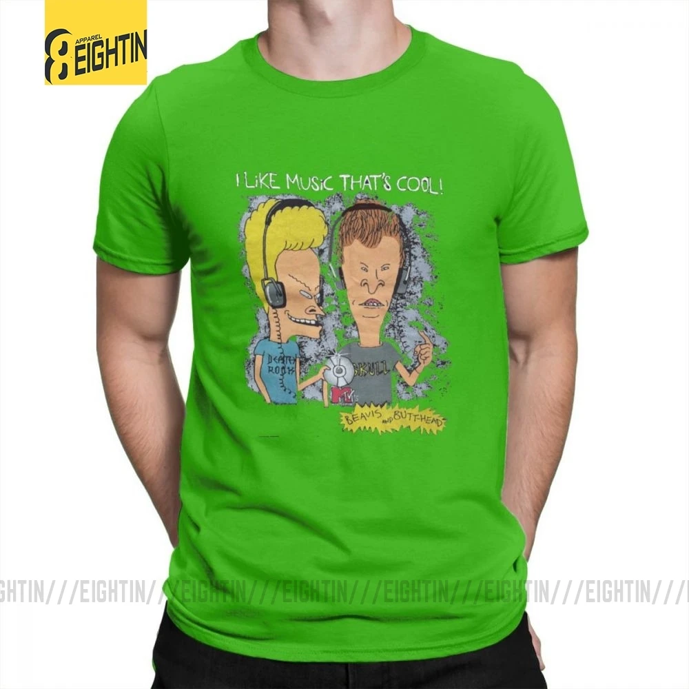 Beavis And Butthead футболки из хлопка с коротким рукавом футболки Awesome MensT модные футболки с круглым вырезом Большие размеры забавные - Цвет: Зеленый