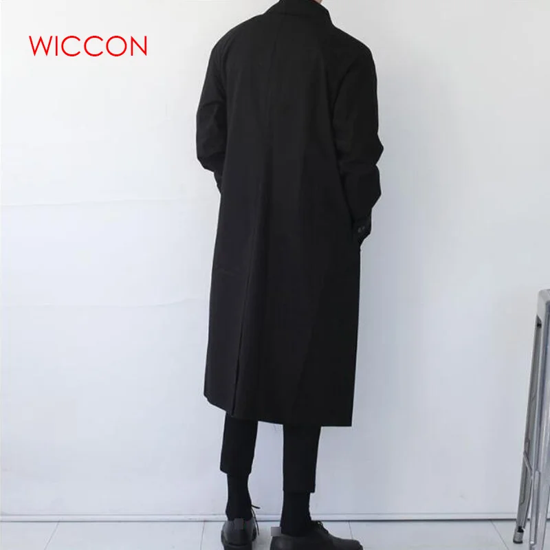 Mens Trench Coat Fashion Long Windbreaker Autumn Winter Single Breasted Windproof Overcoat Plus Size Japanese Style