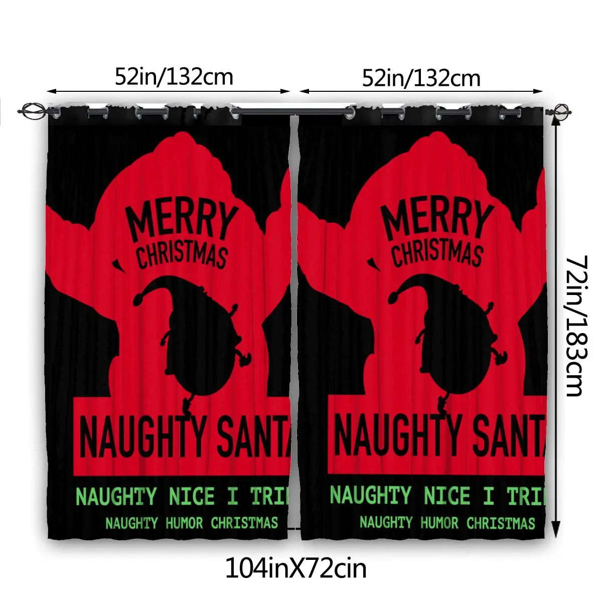 Curtain Naughty Humor Christmas Merry Christmas Light Shading Bedroom Blackout Window Curtains 52x72In-test