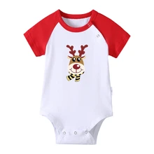 

Disney Baby Girl Rompers Newborn Santa Claus Summer Short Sleeve Kawaii Outfits Christmas Reindeer Soft Bodysuit Casual Funny