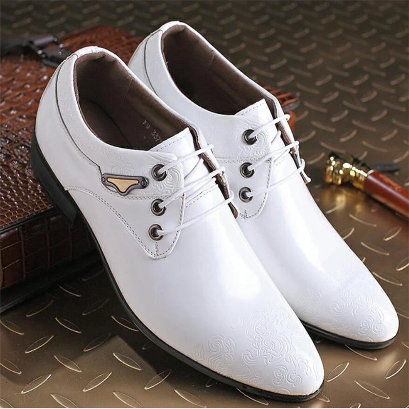 Zapatos cuero blancos para hombre, calzado Oxford informal británico, con cordones, para vestir, ir a la oficina o a la boda, novedad de 2020| Zapatos formales| - AliExpress