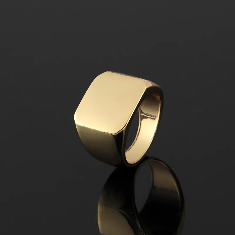 SHUANGR мужское кольцо в стиле панк простое черное/золотое/серебряное квадратное Кольцо Ширина перстень полированные кольца ювелирные изделия Размер 6-12