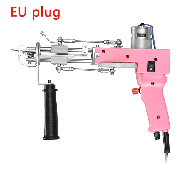 2 In 1 Cut & Loop Pile Tufting Gun Rug Electric Manual Carpet Weaving Machine DIY Handicrafts Industrial Grade 110-240V EU plug-Pink
