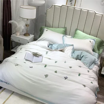 

Spring and Summer New Style Hipster Embroidered Cactus Four-piece Set 60 Tencel Silky Bare Sleeping Double Bed Bedding