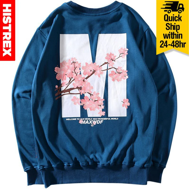 

2023 Harajuku Japanese Sakura Sweatshirt Pullover Hip Hop Streetwear Men Hoodie Sweatshirt Oversize Pullover HipHop Loose Autumn