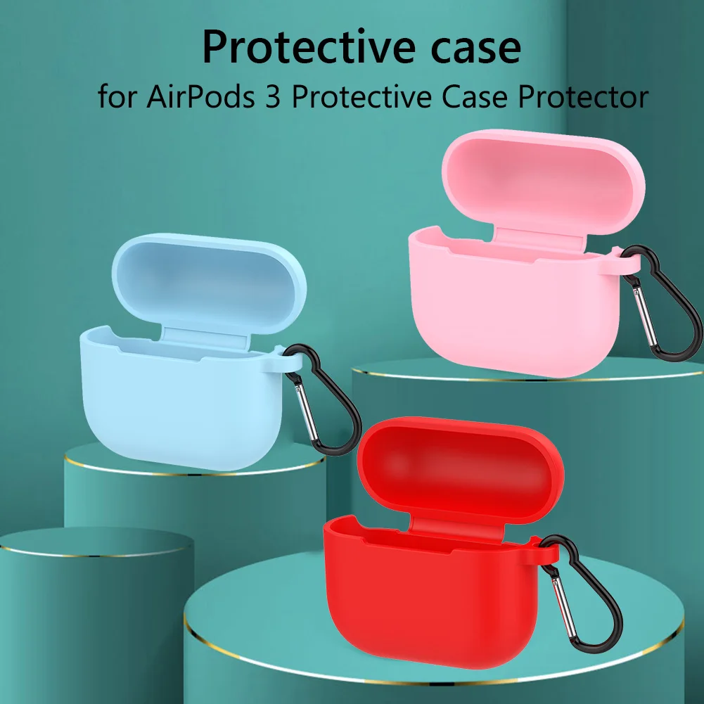 Earphone Cover for Apple AirPods 3 Bluetooth-Compatible Protective Case Protector with Hook Anti-Dust Silicone Shell Accessories