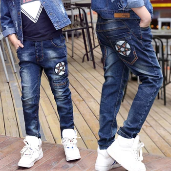 IENENS Kids Boys Jeans Spring Clothes Children Denim Long Pants Baby Boy Casual Trousers Stertch Jeans Fit Height 110-150 cm