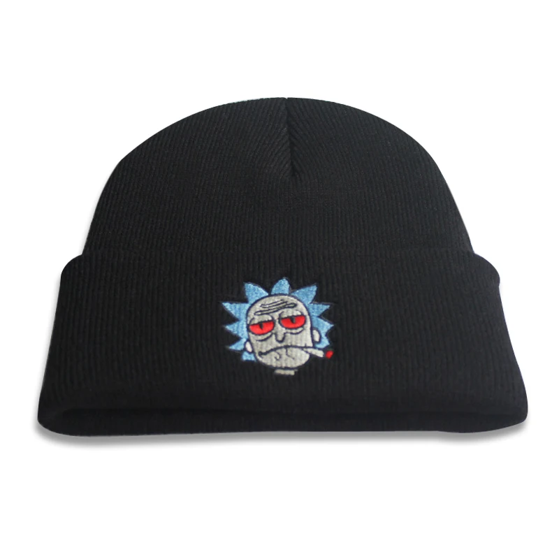 Милый мультфильм вышивка Skullies Beanies забавные красные глаза мужские шапки унисекс вязаная шапка теплая зимняя горнолыжные шапки шапка "хип-хоп"