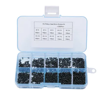 

1000pcs/set M1 M1.2 M1.4 M1.7 Mix Head Micro Screws Round Head Self-tapping Electronic Small Wood Screws Kit