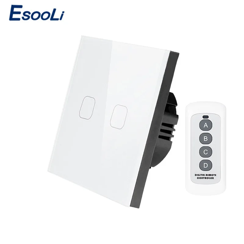 Esooli сенсорный выключатель 1 банда 1 способ, умный настенный выключатель, сенсорный выключатель света, беспроводной дистанционный переключатель освещения 220 В - Цвет: 1 Gang Remote Black