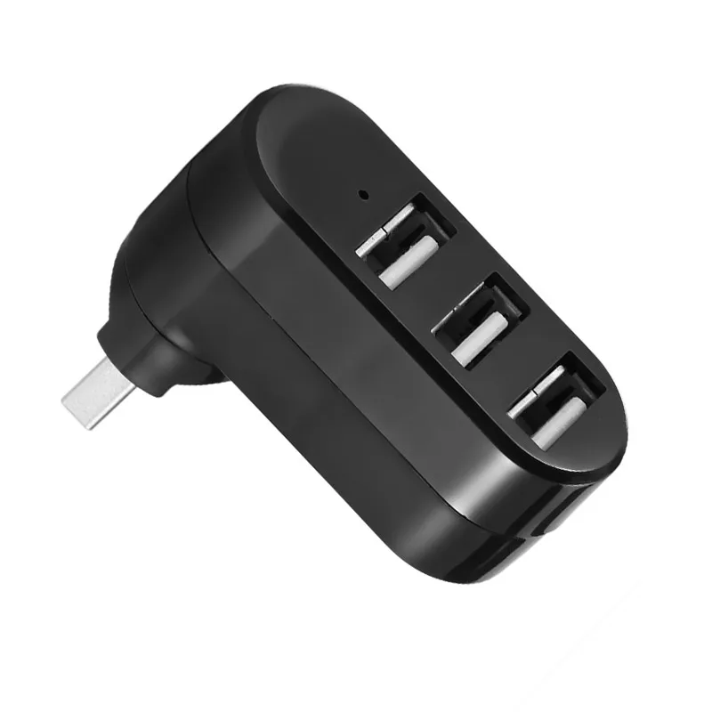 Универсальное высокоскоростное 3 вспомогательное устройство для USB 2,0 Мини Вращающийся usb-кабель сплиттер концентраторы и адаптеры для ПК ноутбук лэптоп планшет компьютер - Цвет: Black
