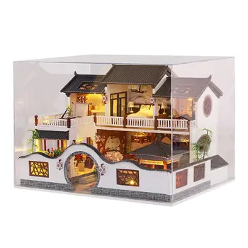 

Doll House Furniture DIY Miniature 3D Wooden Dollhouse Model Chinese Courtyard Assemble Model Toys for Children Gifts
