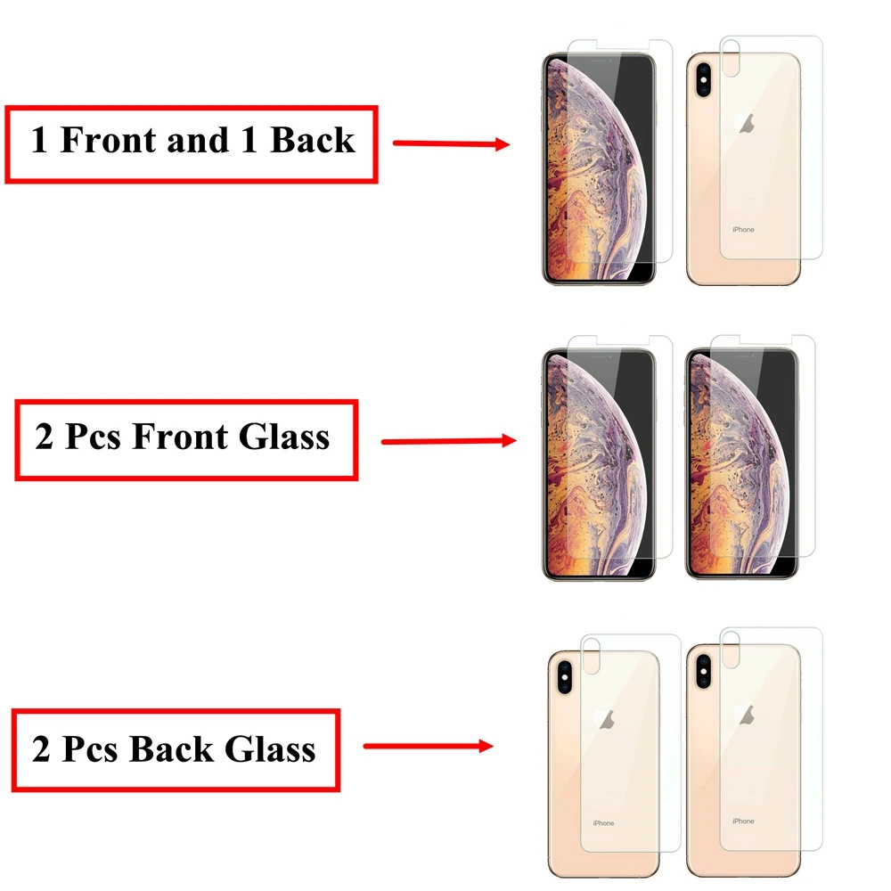 Переднее+ заднее стекло для iPhone 11 Pro Max X Xr 6 6S 7 8 Plus 5 SE защита экрана полное тело закаленное стекло для iPhone 11pro Xs Max