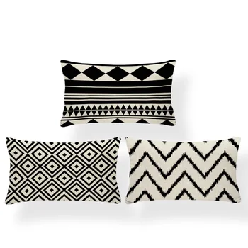 

Rectangle Cushion Cover Geometry Pillow Cover Nordic Style Decoration Throw Pillow Covers Zigzag 30X50 Cotton Linen Customized