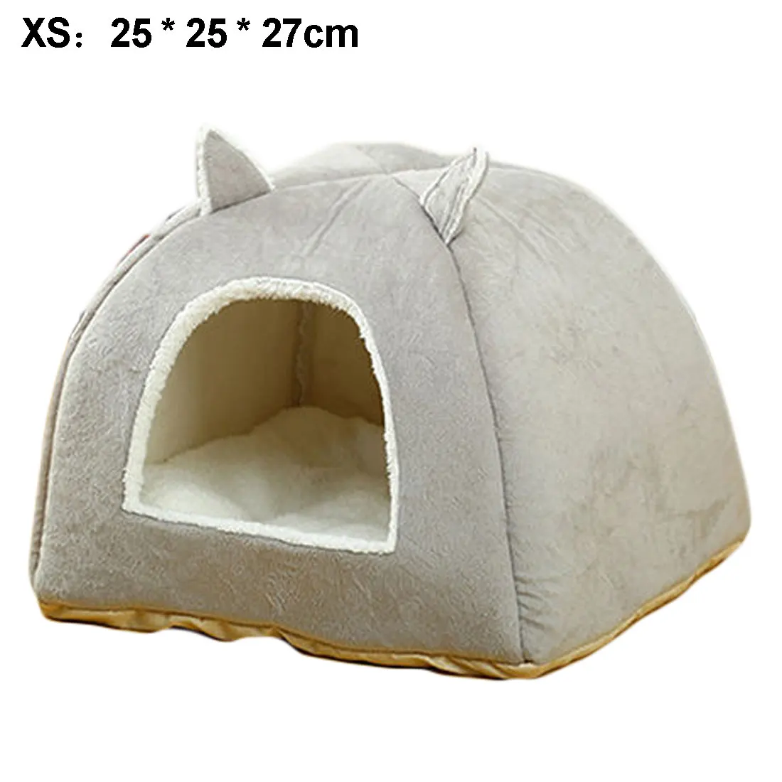 grey XS 1 шт., коты, домашние кровати для маленьких кошек, теплые, всесезонные, хлопковые, теплые, милые, розовые, зеленые, однотонные, животные, уши, кот, мягкий дом - Цвет: grey XS