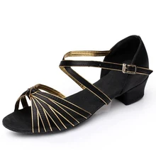 Детская Женская Профессиональная Обувь для латинских танцев, танго, танцевальная обувь для девочек, детская обувь для бальных танцев, женские сандалии для сальсы на низком каблуке