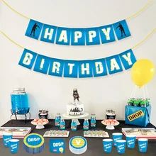 Игра украшения для тематических вечеринок голубой счастливые Баннеры для дня рождения для любителей игр для мальчиков День рождения поставки BA145