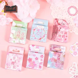 45pcs/box Kawaii Cherry Blossom Sticker DIY Hand Account Diary Decoration Material Sealing Sticker Cute Japanese Stationery