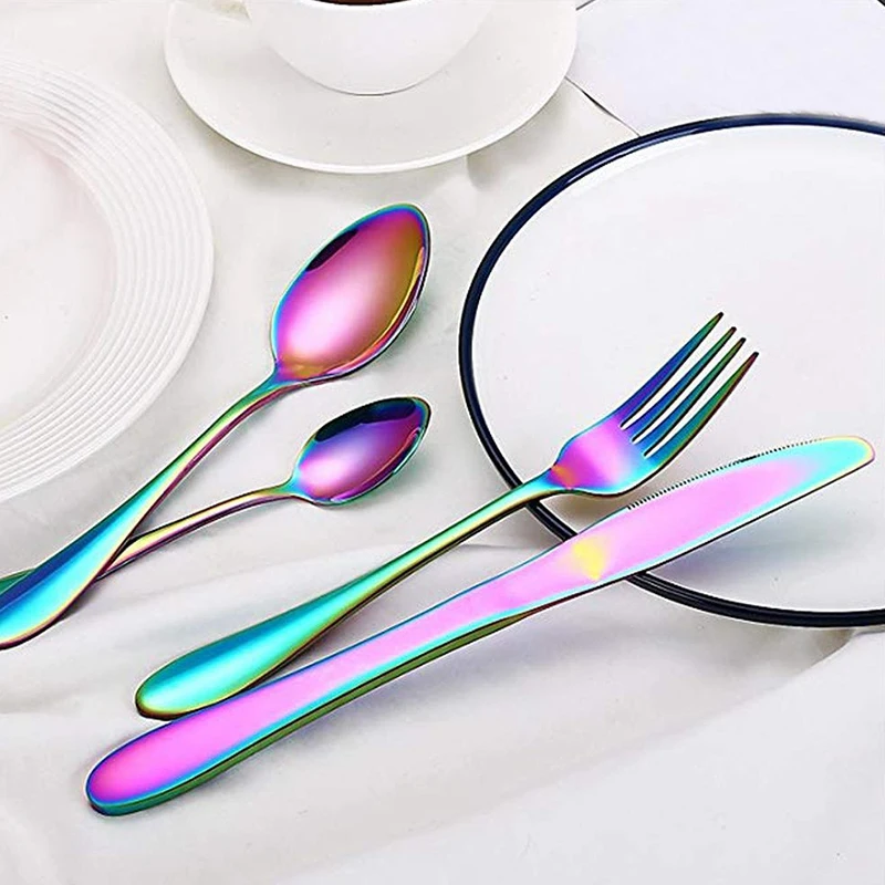 24-Piece Rainbow Cutlery Set Color Cutlery Set Gift Cutlery Set Hotel Party Tableware