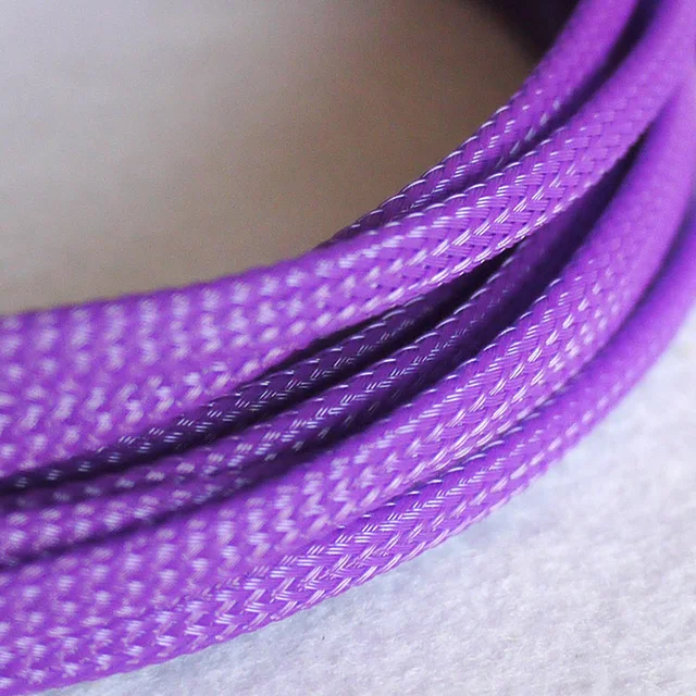 1M 2 4 6 8 10 12 14 16 18 20 25 30 40 mm High Density PET Braided Expandable Sleeve Wire Wrap Insulated Nylon Protector Sheath Purple