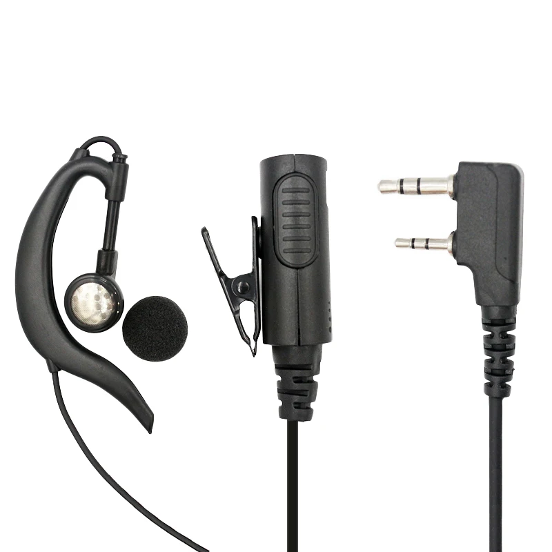 Two Way Radio Earpiece with PTT Compatible with Kenwood 2.5mm+3.5mm 2-Pin Walkie Talkie Headset Single Wire Mic Headphone 