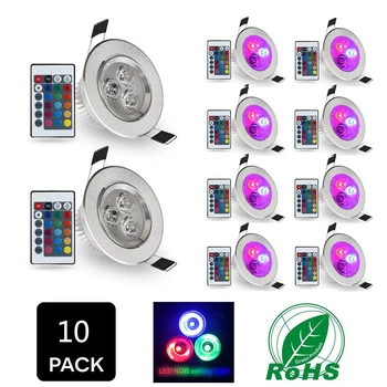 

LED Ceiling Lamp Down Lights 3W RGBled spot Recessed light Bulbs AC85-265V 3W Downlight Birthday party Colorful lights