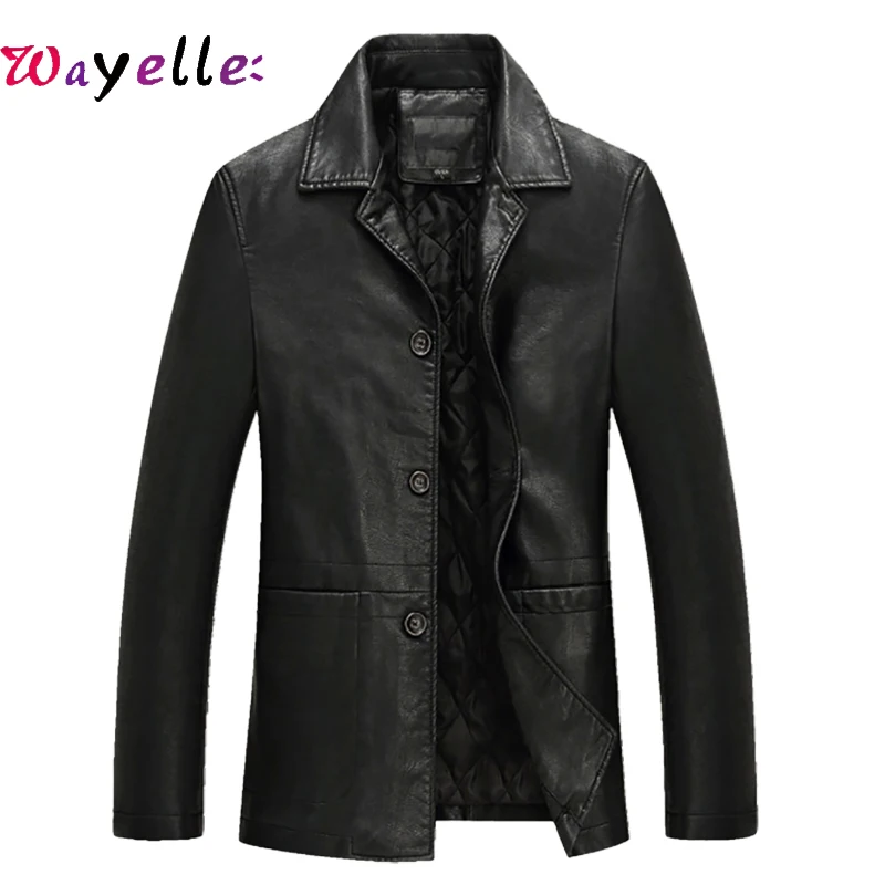 2019 кожаная мужская куртка из мягкой искусственной кожи мужские деловые