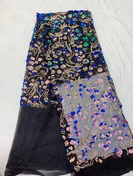 

The latest African Tull lace fabric high quality lace 2019 Nigerian French lace fabric, sequined skirt HS3433