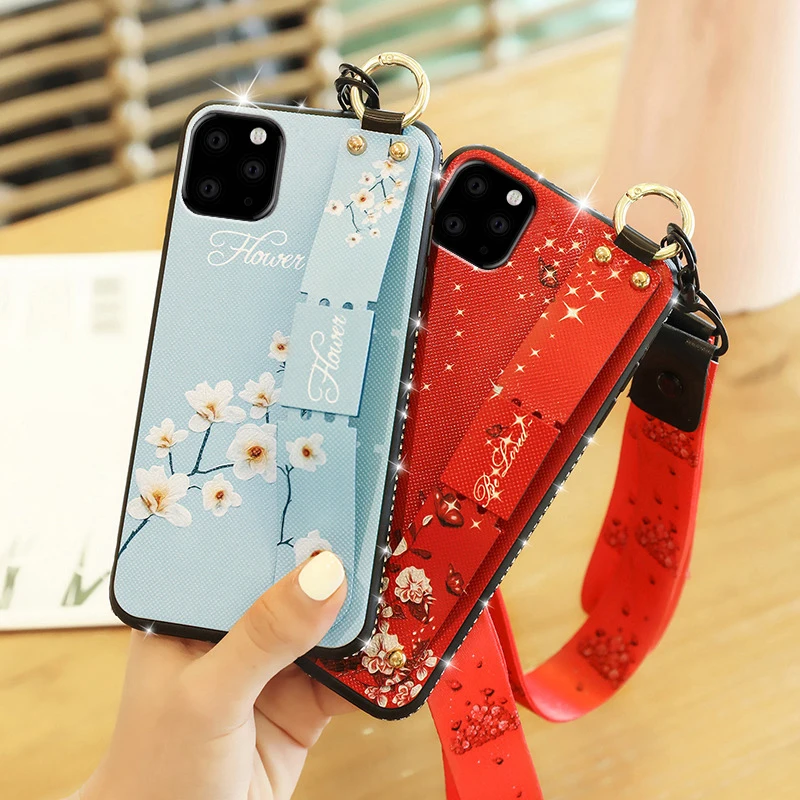 Чехол для iPhone 12 мягкий чехол из ТПУ с ремешком на запястье 11 11Pro 11ProMax X XS XR XSMax 6 6S 7 8