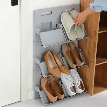 

New 1Pc Plastic Vertical Stackable Shoes Rack Space-saving Storage Stand Shelf Organizer Полка для обуви