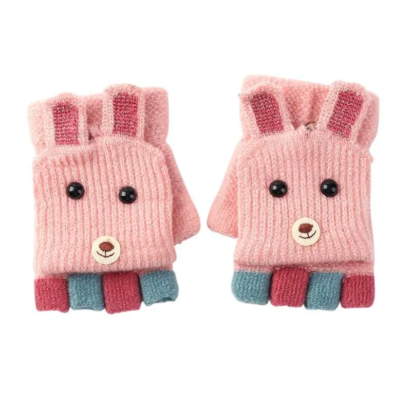 Light Pink 2 шт., Детские Зимние перчатки для лыж, приятные на ощупь, умелое производство, Высококачественная муфта для рук, мягкие уличные Верховые перчатки с рисунком - Цвет: Light Pink