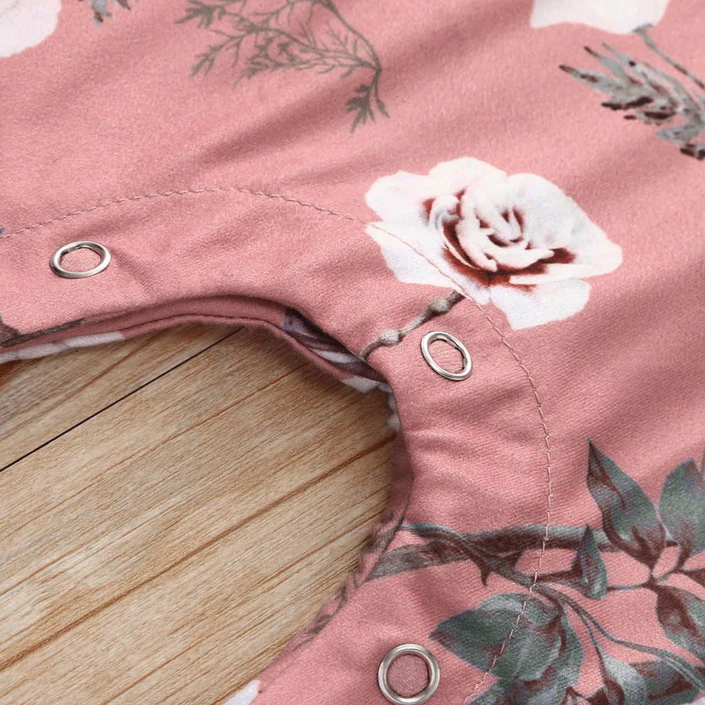 Newborn Baby Girls Jumpsuit Infant Baby Floral Printed Sleeveless Jumpsuit Summer Toddler Kids Vest Romper+Headband Sets#LR