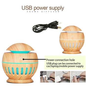 

Portable Air Purifier Humidifier Mini LED Night Light For Office Home Wood Hollow Air Humidifier USB Aroma