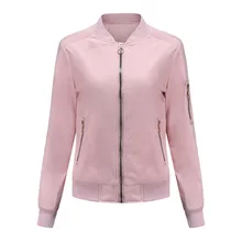 

Spring Autumn Women Short Jacket Long Sleeve Zipper Round Collar Sports Thin Coat Solid Color Female Outerwear S-3XL
