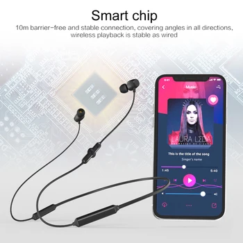 

Wireless Bluetooth 5.0 Sport Earphone HiFi Stereo Deep Bass Neck Hanging Headset IPX5 Waterproof Earbud With Mic For IOS Android
