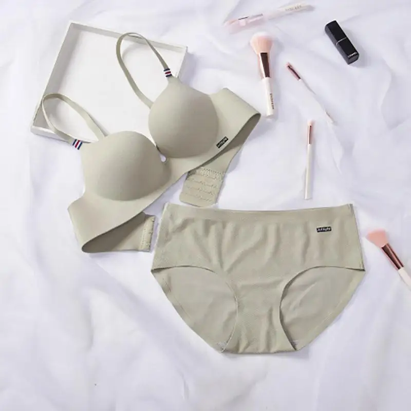 Комплект нижнего белья пуш-ап lovefashiongirls цельный бесшовный сплошной цвет женское сексуальное бесшовное нижнее белье собранные бюстгальтеры для женщин бесшовные