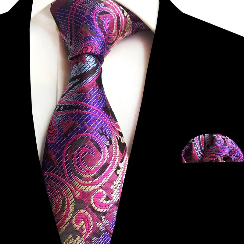 

Luxury Classic Men's 8CM Necktie Pocket Square Tie Set Floral Neckties Handkerchief Lot For Suit Business Wedding Party