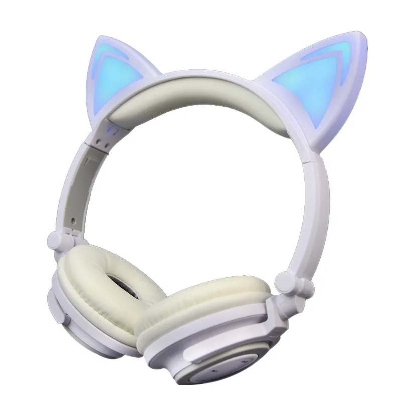 Милые светодиодный кошачьими ушками Bluetooth Беспроводной наушники для геймеров с
