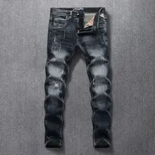 2020 New Style Designer Men Jeans Fashion Streetwear Black Color Slim Fit Buttons Classical Jeans Men Pants