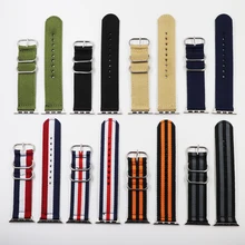 Натовский нейлоновый ремешок для часов iWatch 4 3 2 1 для Apple Watch Band 38 мм 40 ремешок для часов, мм 42 мм 44 мм черный браслет