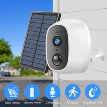 Hismaho, cámara inalámbrica con carga de energía Solar, WiFi, 1080P, 2MP, HD, cámara IP de seguridad al aire libre, Panel Solar externo de vigilancia