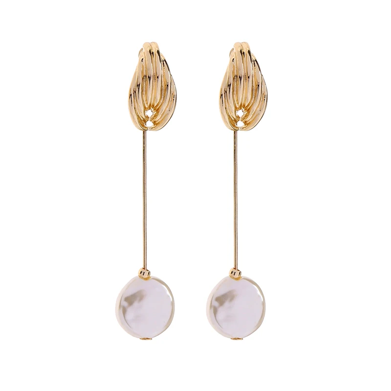

Alloy Shell Glass Pearl Dangle Earrings Gold Color Drop earrigns Cheap wholesale Jewelry 2020 New Arrival