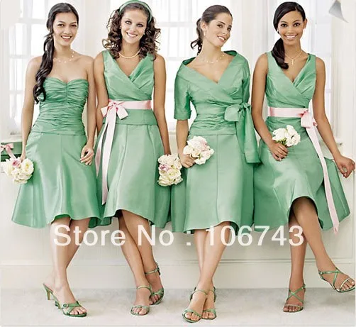 

free shipping 2016 new fashion vestidos formal dress short design green bride weddings bridal party prom gown Bridesmaid Dresses