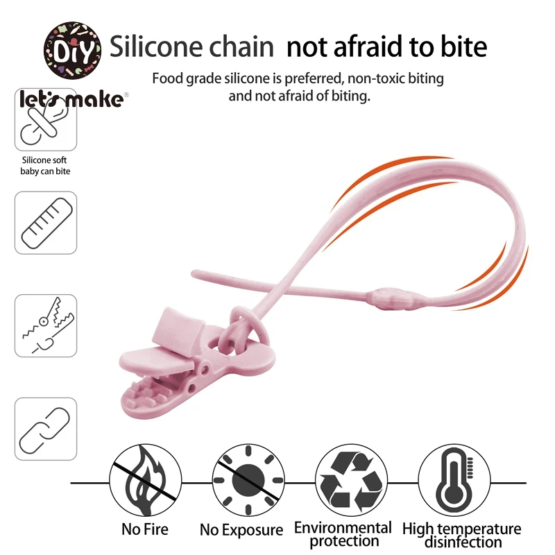 Let's Make 5pc Baby Pacifier Chain Nipples Clip Holder Teething Gift BPA Free Silicone Pacifier Chain Accessories Baby Goods