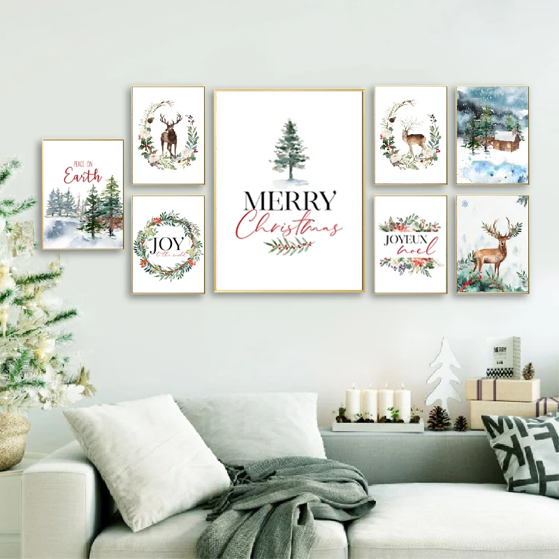 

Home Decoration Christmas Theme Art Poster Nordic Living Room Sofa Corridor Background Wall Hanging Picture Frameless