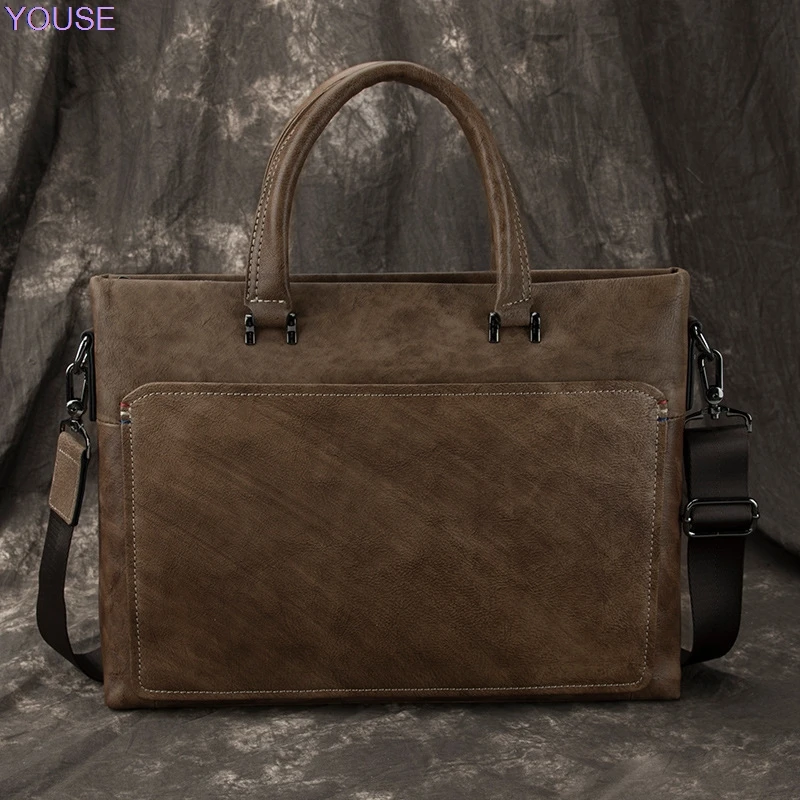 

MEN'S Real-leather Bag Handbag MEN'S Briefcase Leather Bag Business Casual Shoulder Computer Carrying Messenger Bag 4417