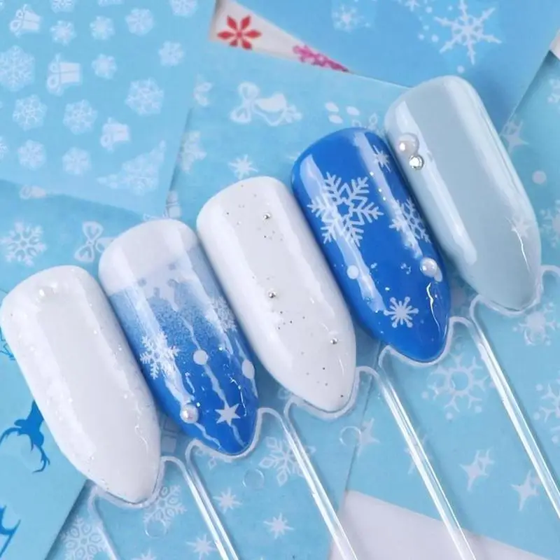 Рождественский стикер снежинки на гвоздях 3D клейкие маникюрные кончики Санта-лося буквы слайдер наклейки для ногтей