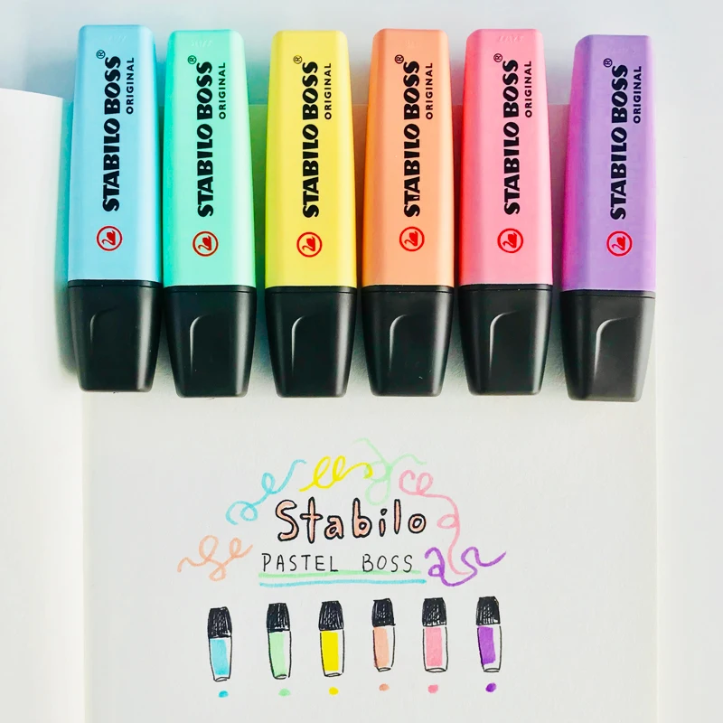 STABILO BOSS Original Pastel Highlighter Pen Soft Color 2/5mm Chisel Tip Art Marker Liner Drawing Painting Office School F507 | Канцтовары
