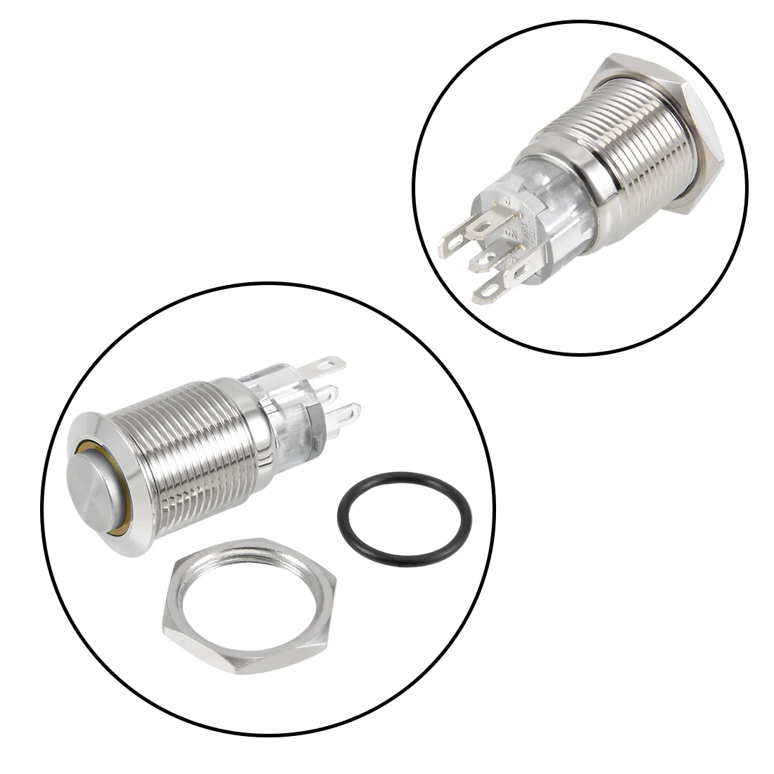 uxcell Latching Metal Push Button Switch 19mm Mounting Dia 1NO 12V Green LED Light
