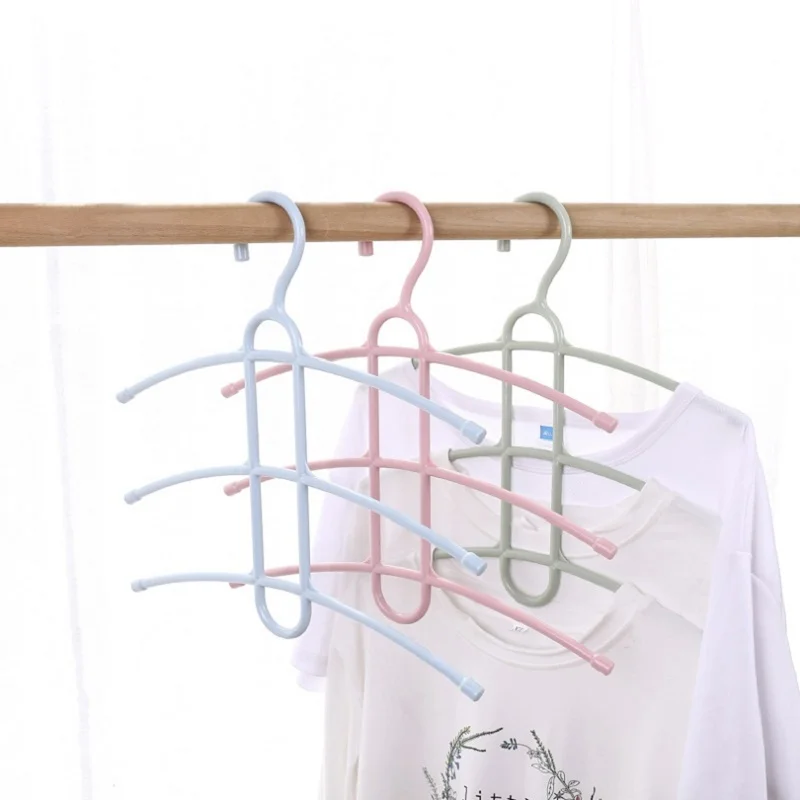 

1/5pcs Plastic 3 Layers Clothes Hanger Multifunctional Non-slip Drying Storage Rack 4 Colors Closet Baby Clothes Organizer
